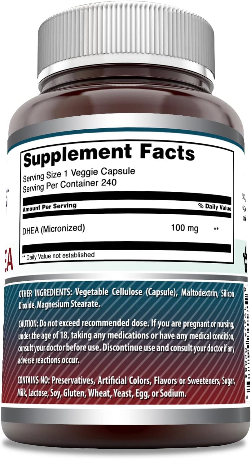 Amazing Formulas DHEA Micronizado 100 mg - 240 Cápsulas Vegetales
