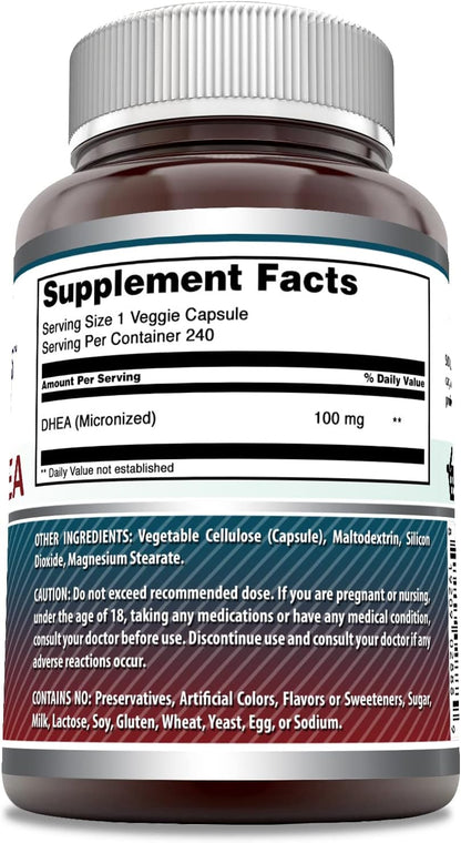 Amazing Formulas DHEA Micronizado 100 mg - 240 Cápsulas Vegetales – Image 2