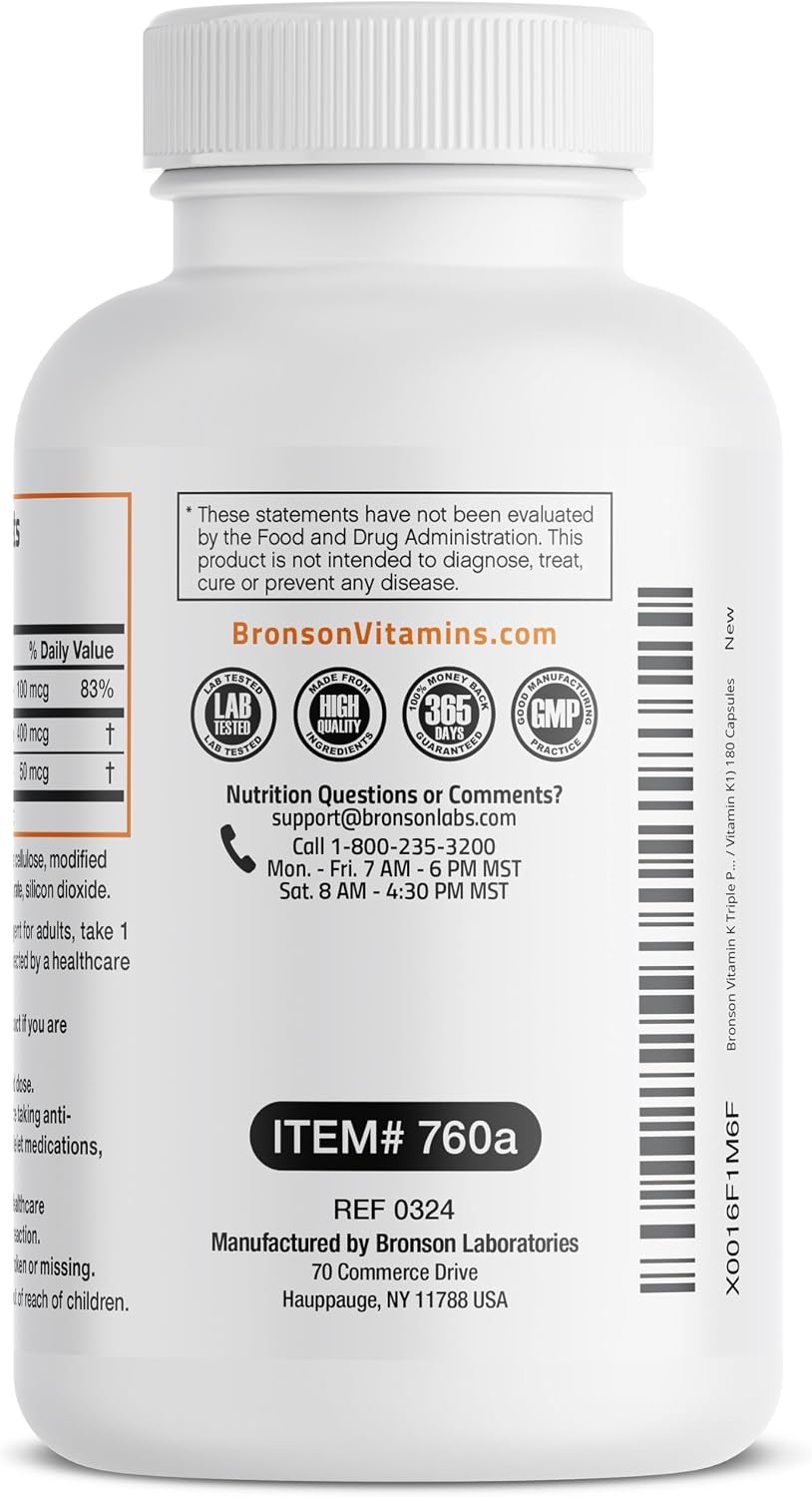 Vitamin K Triple Play: Complejo de vitamina K1, K2 MK7 y K2 MK4, 180 cápsulas