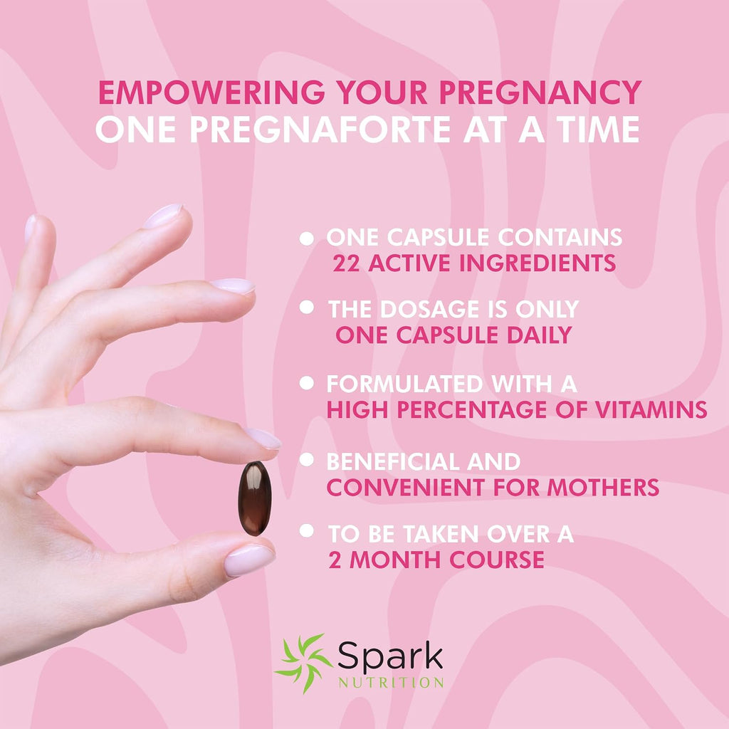 Pregnaforte 1 al Día Vitaminas Prenatales - 60 Cápsulas con Ácido Fólico y Omega 3