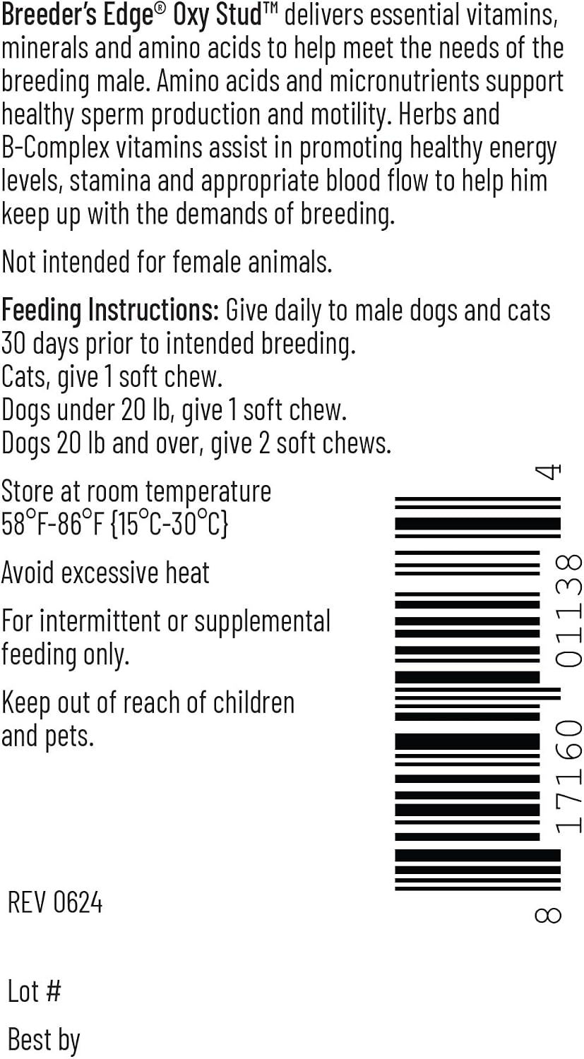 Breeder’s Edge Oxy Stud Multivitamínico para Perros y Gatos Pequeños (60 chews)