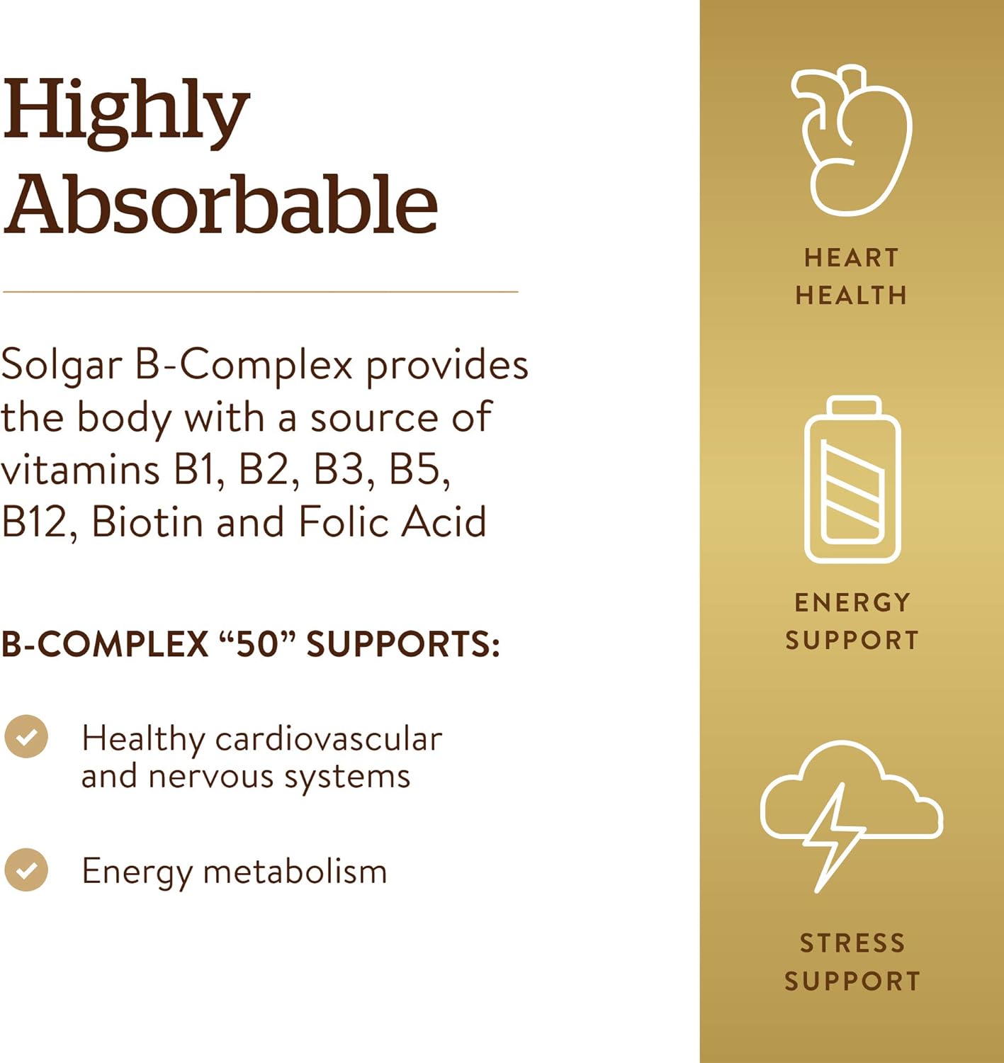 Solgar B-Complex 50 – Complejo B de Vitaminas, 250 Cápsulas Vegetales