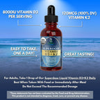 Tropical Oasis Vitamina D3 K2 Líquida Orgánica – Superdosis 8000 UI + 120 mcg K2 – 60 dosis
