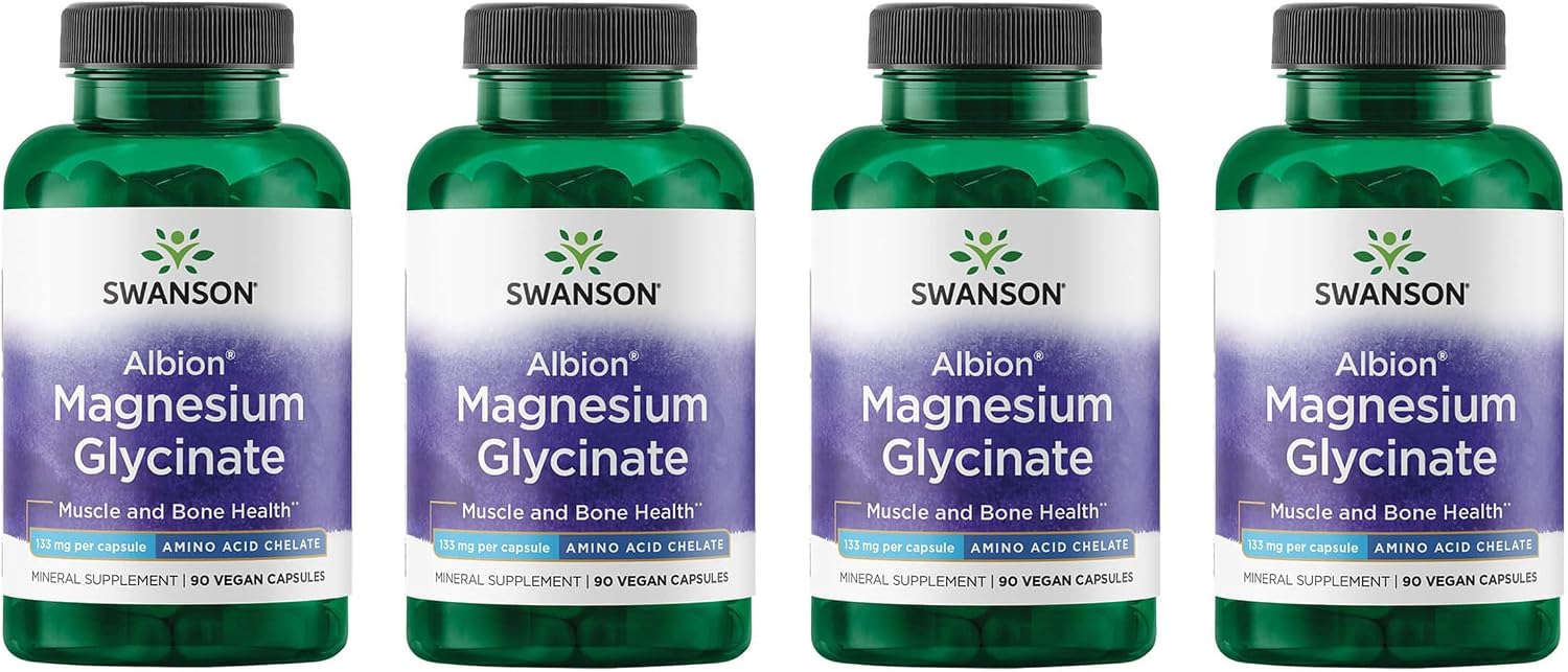 Swanson Albion Magnesium Glycinate - 90 Cápsulas (Pack de 3)