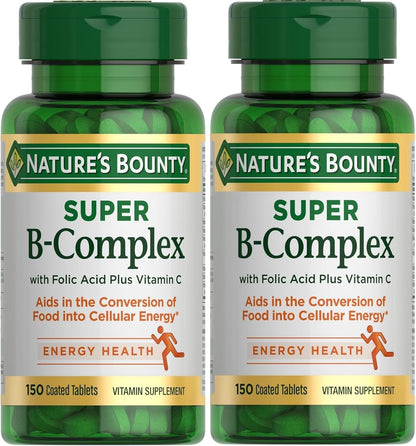 Nature's Bounty Super B Complex con Vitamina C y Ácido Fólico, Apoyo Inmunológico y Energético, 150 Comprimidos - Pack de 2 – Image 1