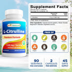 Best Naturals L-Citrulline Cápsulas - 1500mg/ración - No Transgénico - Sin Gluten - 90 Cápsulas