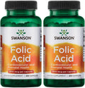 Swanson Ácido Fólico 800 mcg (335 mcg DFE Folato) 250 Cápsulas (Paquete de 2)