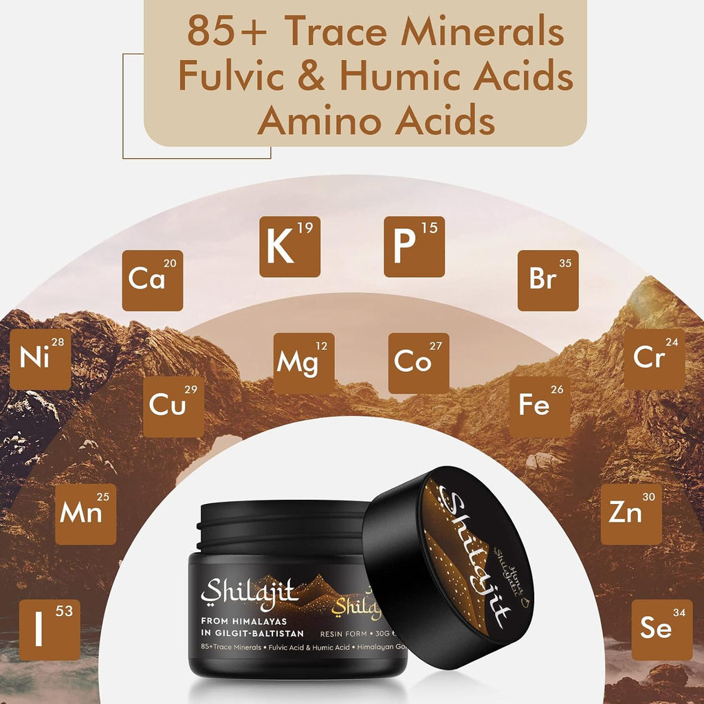 Resina de Shilajit Orgánica del Himalaya - Grado Oro 100% Pura con Ácido Fúlvico y 85+ Minerales Traza - Pack de 3 (6 Meses de Suministro)