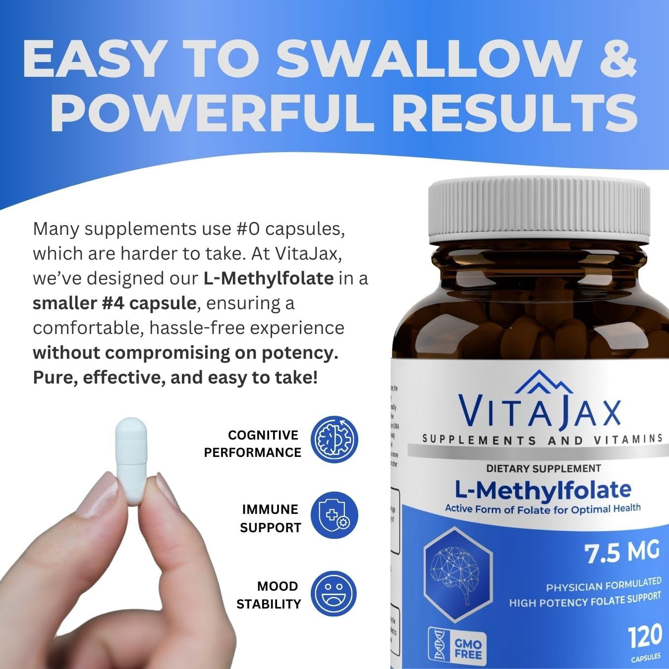 L-Methylfolate 7.5 mg, 120 cápsulas - Vitajax