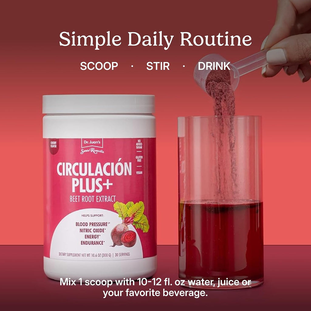 Santo Remedio Circulación Plus – Extracto de Remolacha – Apoyo a la Circulación y Energía – Sabor Cereza – 30 Servicios