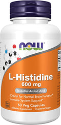 NOW Foods L-Histidina 600 mg, 60 Cápsulas Veganas