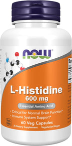 NOW Foods L-Histidina 600 mg, 60 Cápsulas Veganas