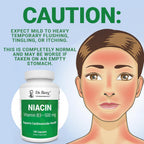 Dr. Berg Niacina de Alta Potencia 500 mg – 125 mg por Cápsula para Construir Tolerancia al Flush – 100 Cápsulas