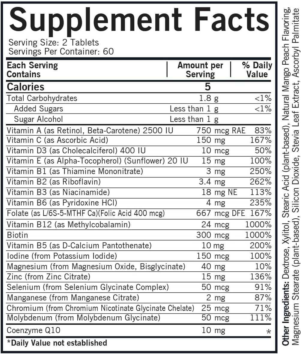 Kirkman Children's Multivitamin & Mineral Chewable con 5-MTHF - 120 Cápsulas