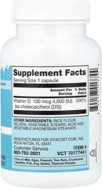 Vitacost Vitamin D3, 100 mcg (4000 UI), 100 Cápsulas