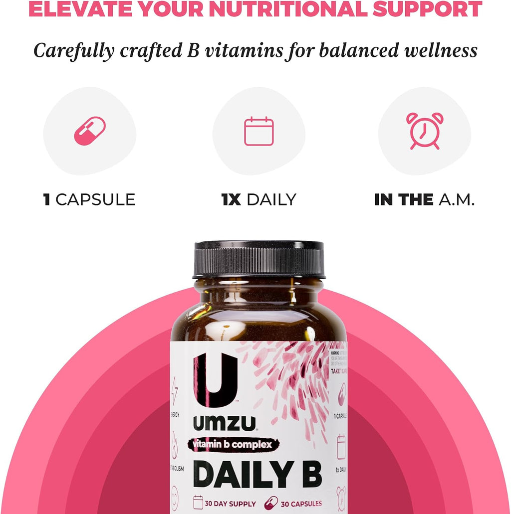 UMZU Daily B - Complejo Completo de Vitaminas B con B1, B2, B3, B5, B6, B7, B9 y B12