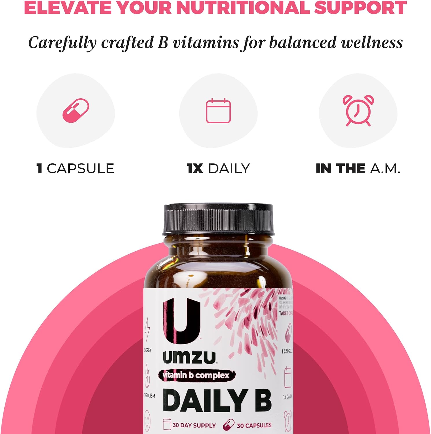 UMZU Daily B - Complejo Completo de Vitaminas B con B1, B2, B3, B5, B6, B7, B9 y B12