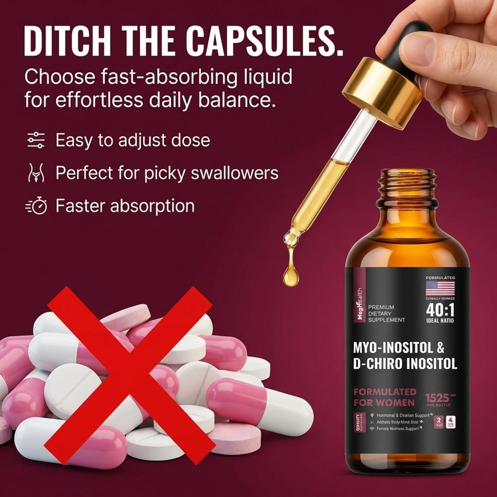 Myo-Inositol y D-Chiro Inositol Gotas Líquidas 40:1 con Vitex y Vitamina D3 - 118 ml