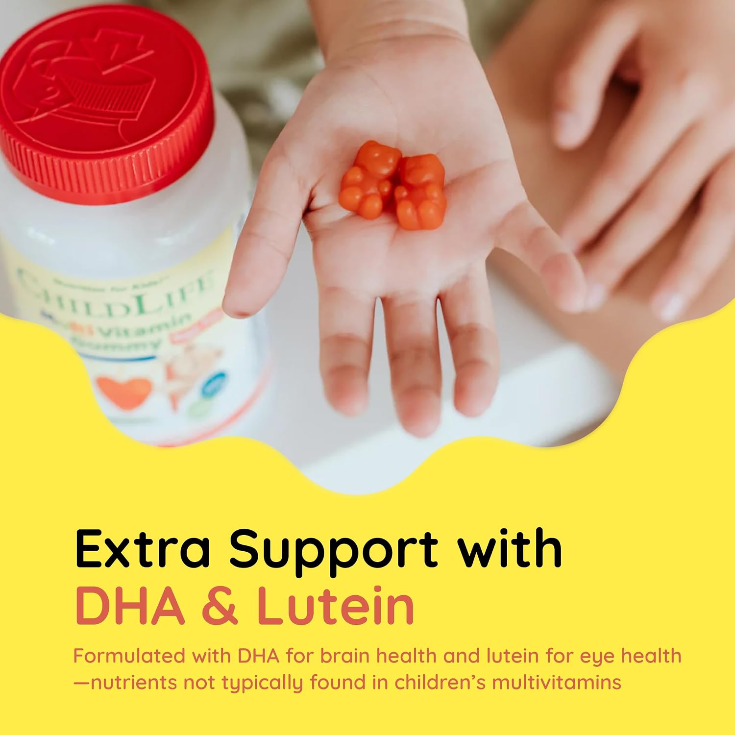 CHILDLIFE ESSENTIALS Multivitamin Gummies for Kids - Gominolas multivitamínicas para niños con DHA, sin azúcar, sabor fresa natural, 90 unidades