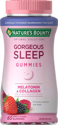 Nature's Bounty Optimal Solutions Gorgeous Sleep Melatonina 5 mg Gominolas con Colágeno, 60 Gominolas (30 Porciones)