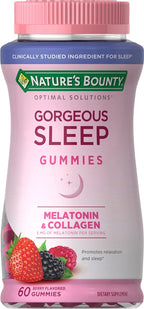 Nature's Bounty Optimal Solutions Gorgeous Sleep Melatonina 5 mg Gominolas con Colágeno, 60 Gominolas (30 Porciones)
