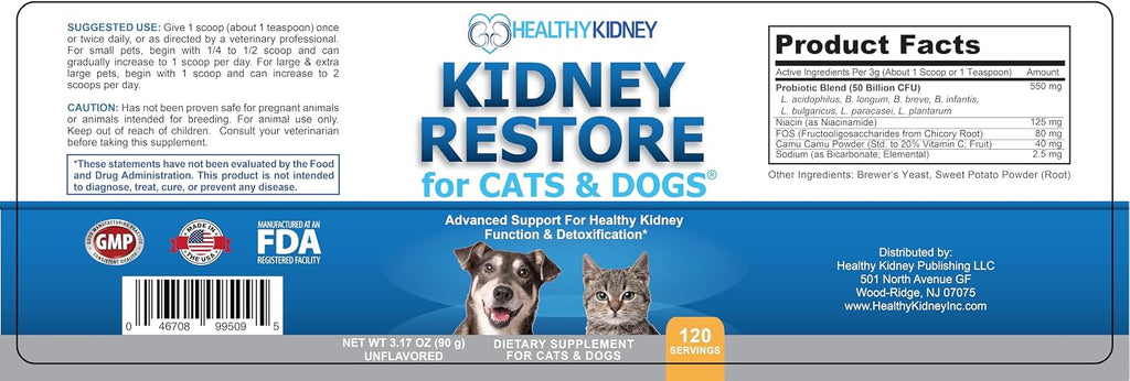 Kidney Restore para Perros y Gatos – Suplemento Renal sin Sabor