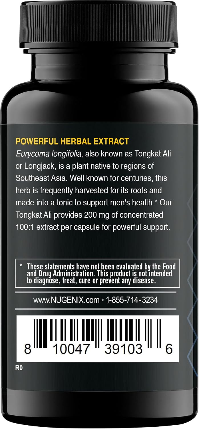 Nugenix Essentials Tongkat Ali para Hombres - Extracto de Longjack 200 mg, 30 Cápsulas