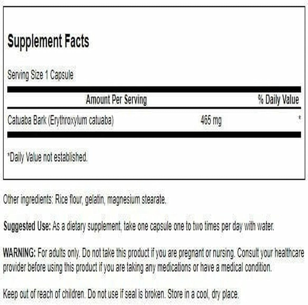 Corteza de Catuaba 465 mg - 120 Cápsulas - Swanson