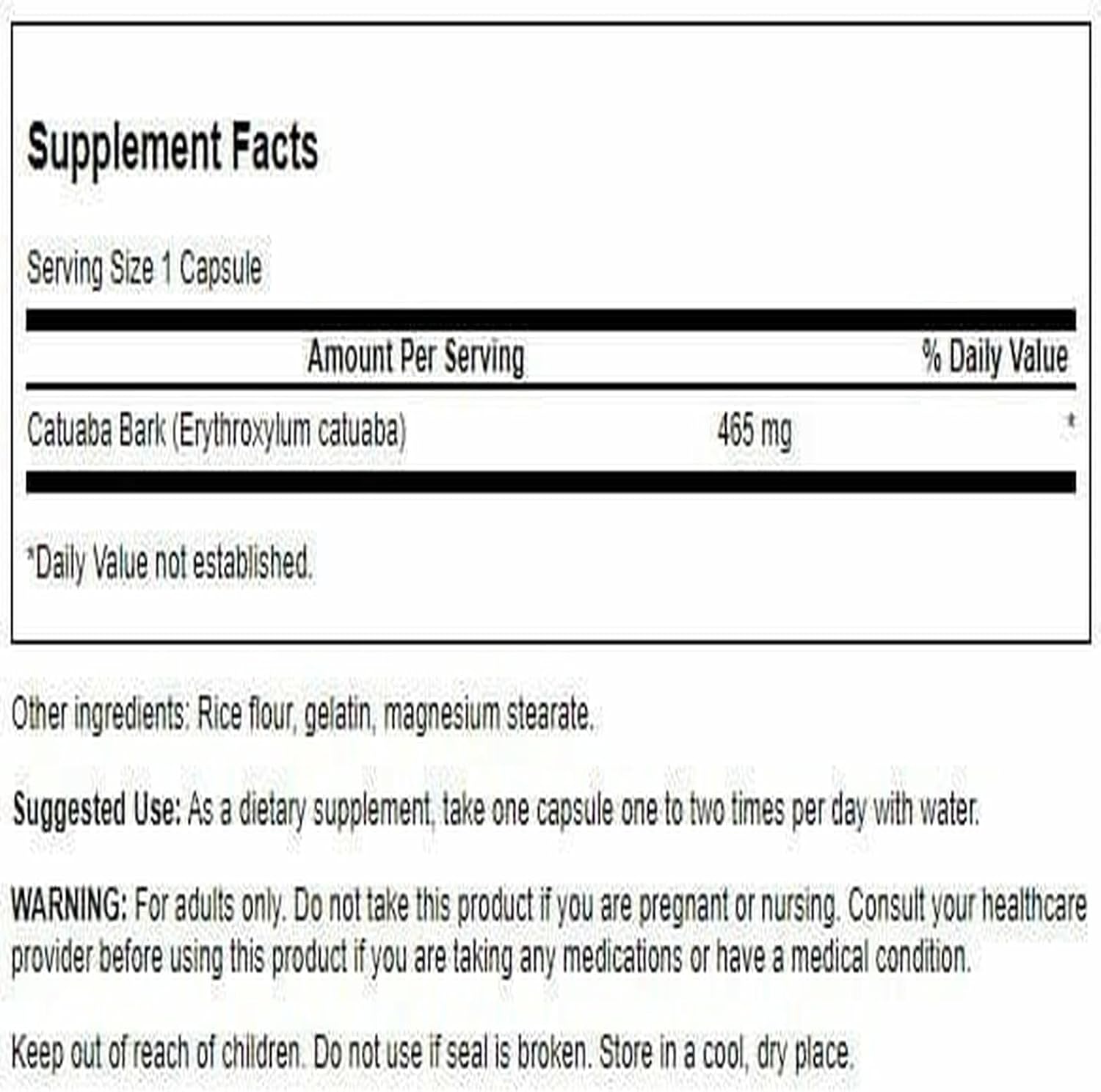 Corteza de Catuaba 465 mg - 120 Cápsulas - Swanson