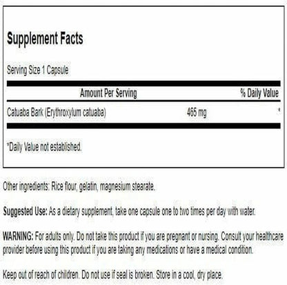 Catuaba Bark 465 mg - 120 Cápsulas - Swanson – Image 2