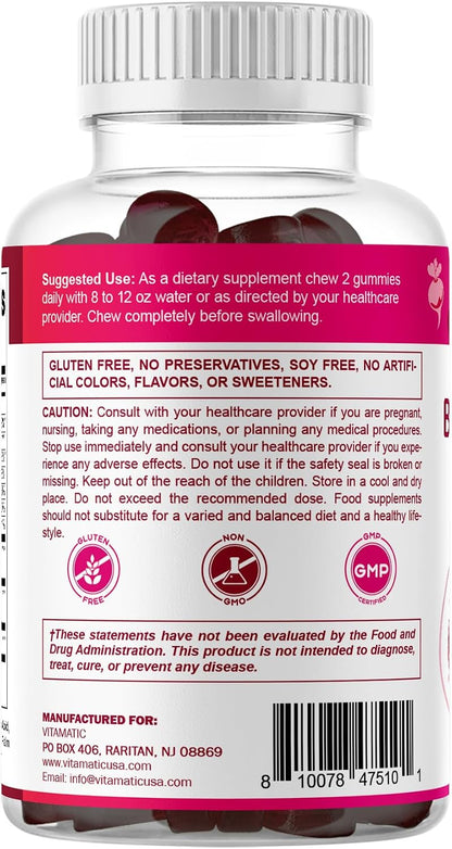 Vitamatic Gominolas de Remolacha con B6, – Vitamina B12 (cobalamina): Ayuda al funcionamiento normal del sistema – Image 8