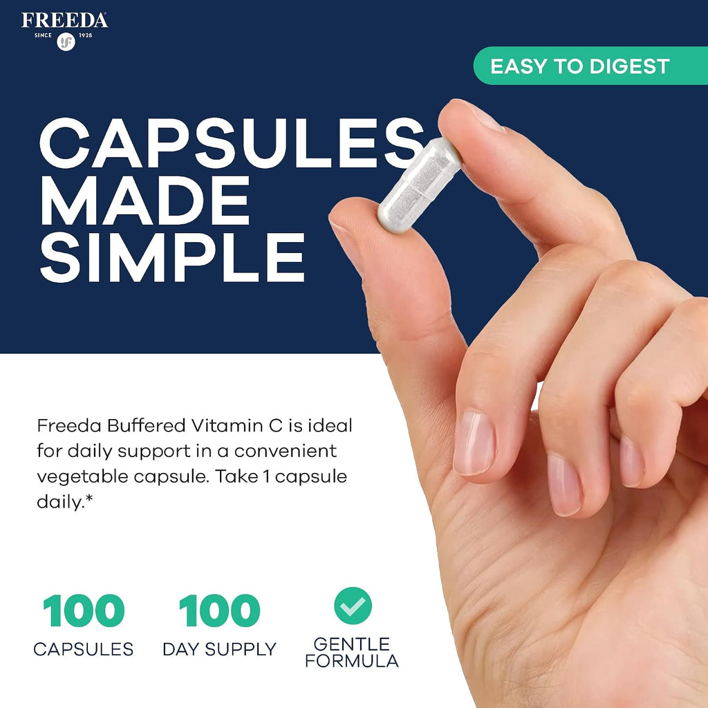 FREEDA Vitamina C Tamponada 500 mg – Ascorbato Cálcico No Ácido – 100 Cápsulas