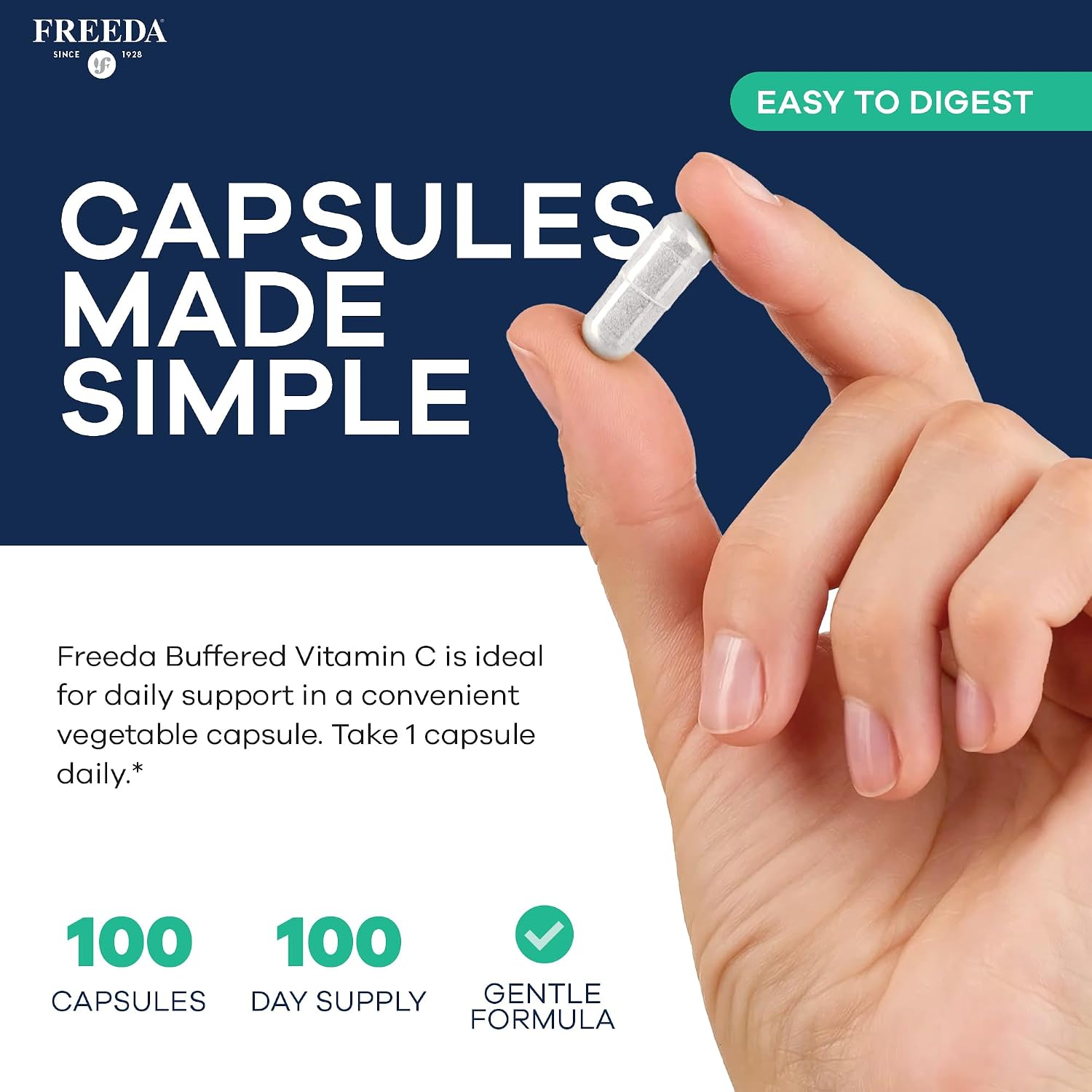 FREEDA Vitamina C Tamponada 500 mg – Ascorbato Cálcico No Ácido – 100 Cápsulas