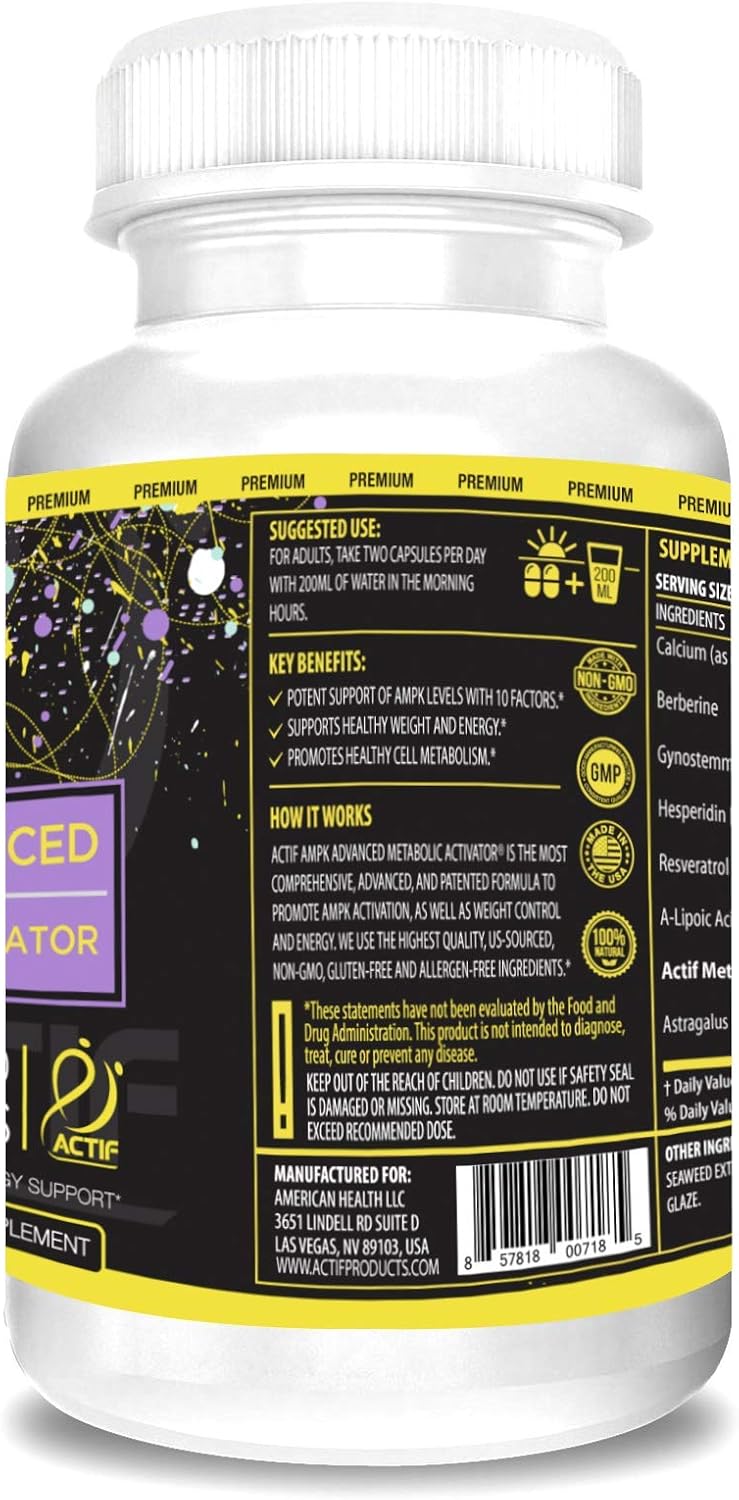 Actif AMPK Advanced Metabolic Activator con 10 Factores, 60 Cápsulas
