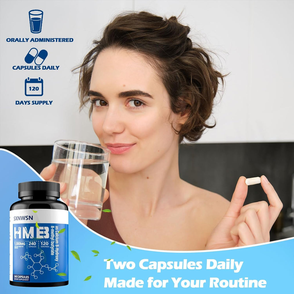 SXNWSN HMB Suplemento - 1000 mg por dosis, 240 Cápsulas