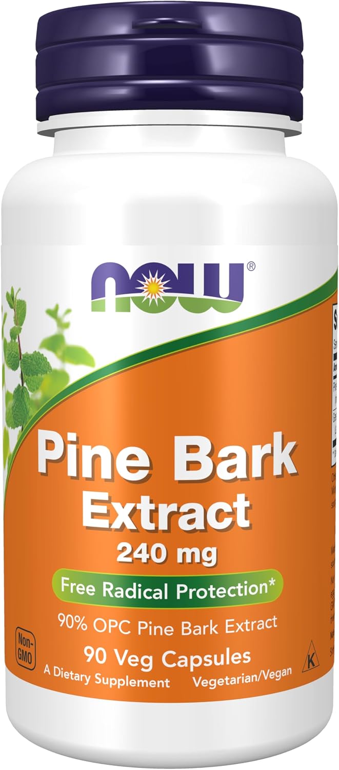 NOW Foods, Extracto de Corteza de Pino 240 mg, 90% OPC, 90 Cápsulas Veganas
