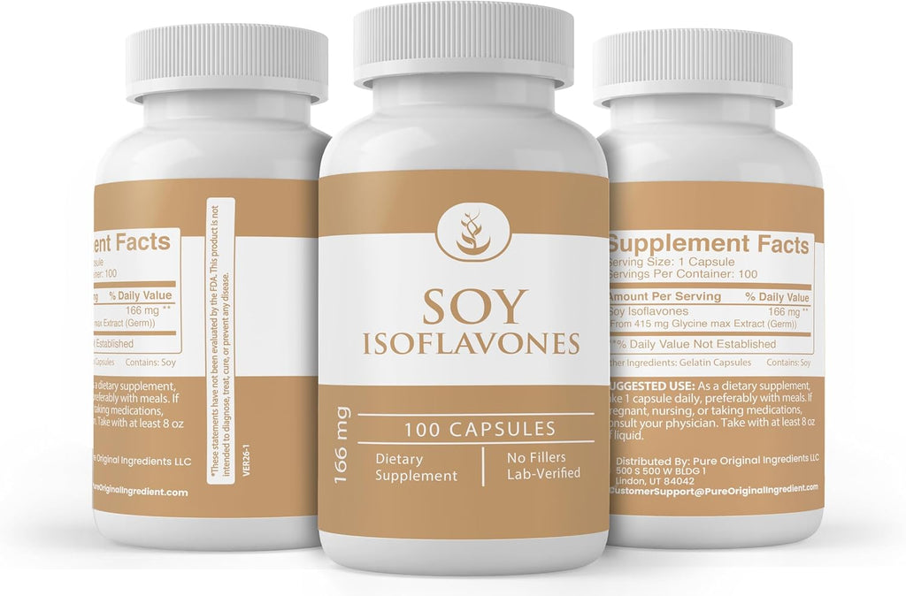 Pure Original Ingredients Isoflavonas de Soja (100 Cápsulas) – Puro, Sin Aditivos