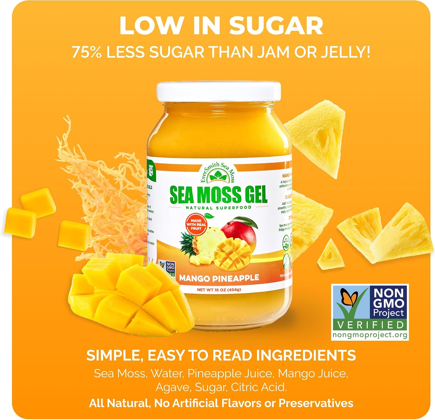 EverSmith Organics – Gel de Musgo Marino Irlandés Silvestre Sabor Mango Piña (1 Bote)