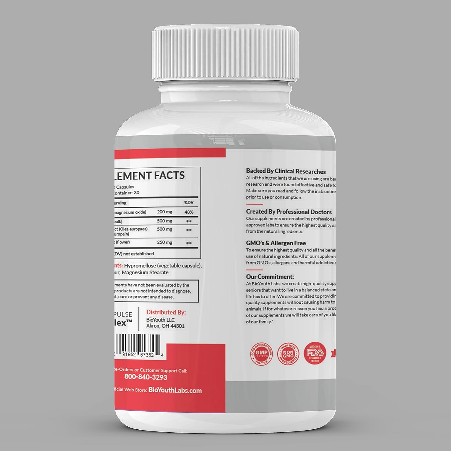 BioYouth Right-Pulse Complex - Suplemento para el Soporte de la Presión Arterial, 60 Cápsulas