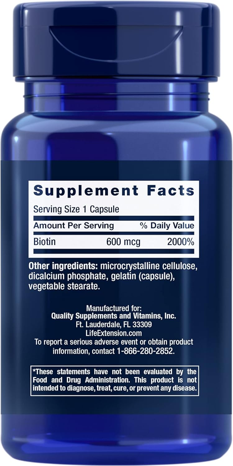 Life Extension Biotina 600 mcg - 100 Cápsulas