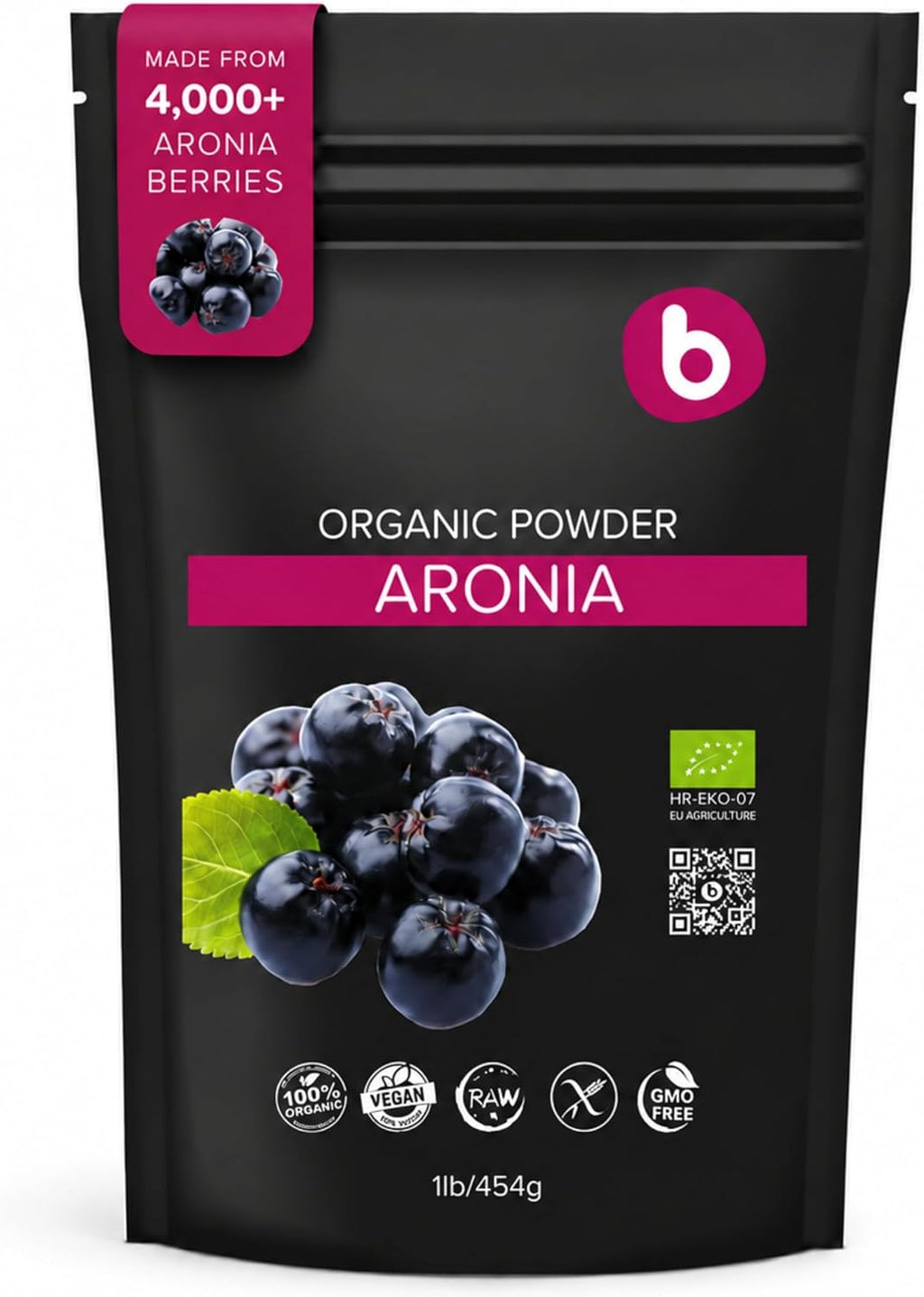 Polvo de Aronia Natural - Bayas de Chokeberry Negro (453g)
