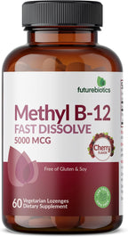 Futurebiotics Methyl B12 5000 mcg Metilcobalamina, Sabor Cereza, 60 Comprimidos Vegetarianos