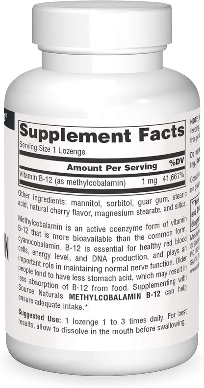 Source Naturals Metilcobalamina Vitamina B12 – Funcionamiento normal del sistema inmunitario: Refuerza las – Image 3
