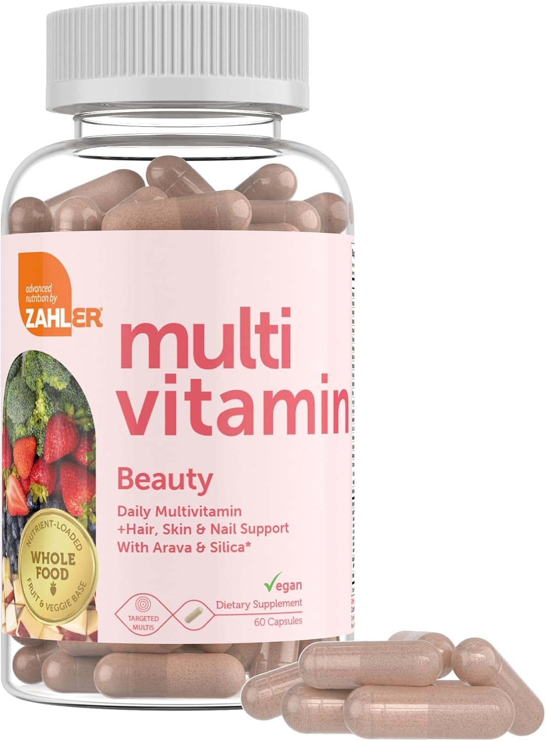 Zahler Multivitamínico Beauty – Apoyo para Piel, Cabello y Uñas con Hierro, 60 Cápsulas