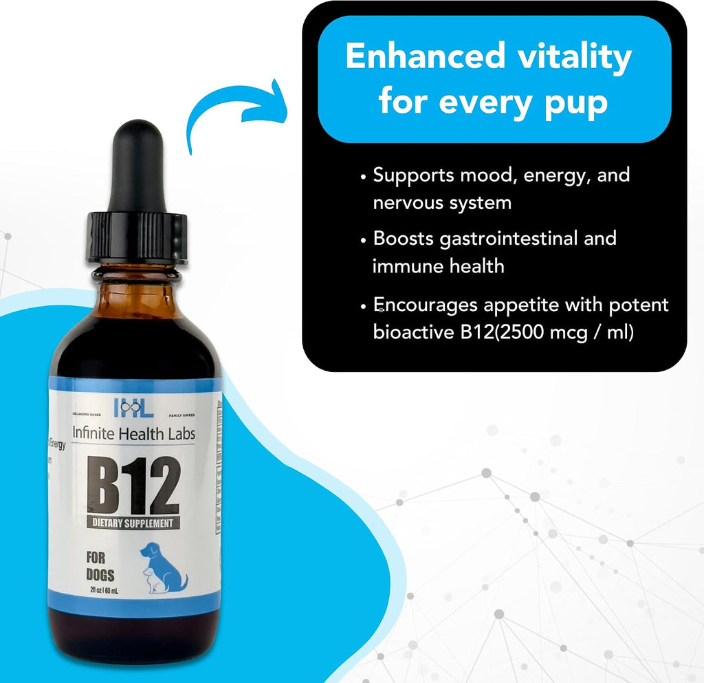 Vitaminas Líquidas B-12 para Perros - Suplemento de Metilcobalamina - Infinite Health Labs