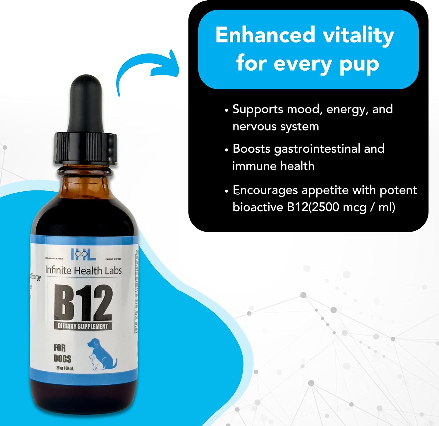 Vitaminas Líquidas B-12 para Perros - Suplemento de Metilcobalamina - Infinite Health Labs