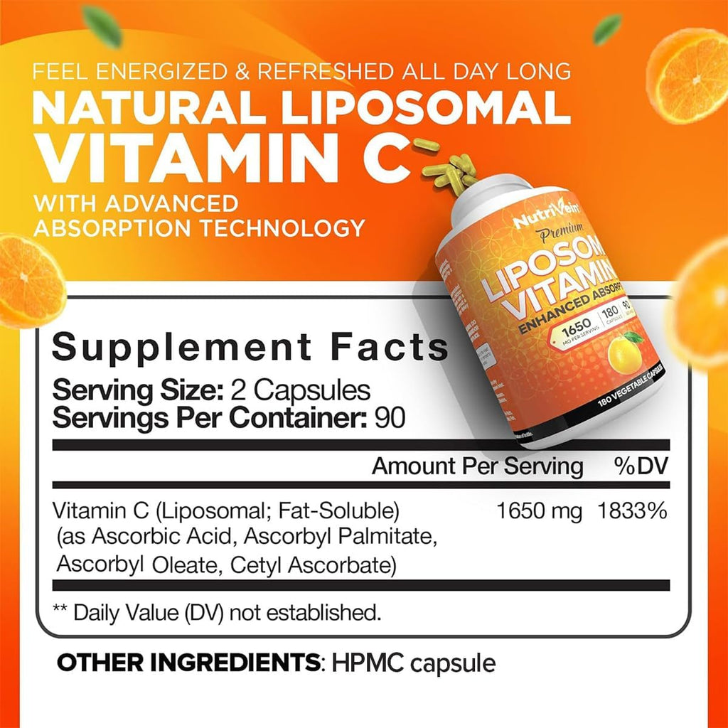 Nutrivein Premium Vitamina C Liposomal 1650 mg - 180 Cápsulas
