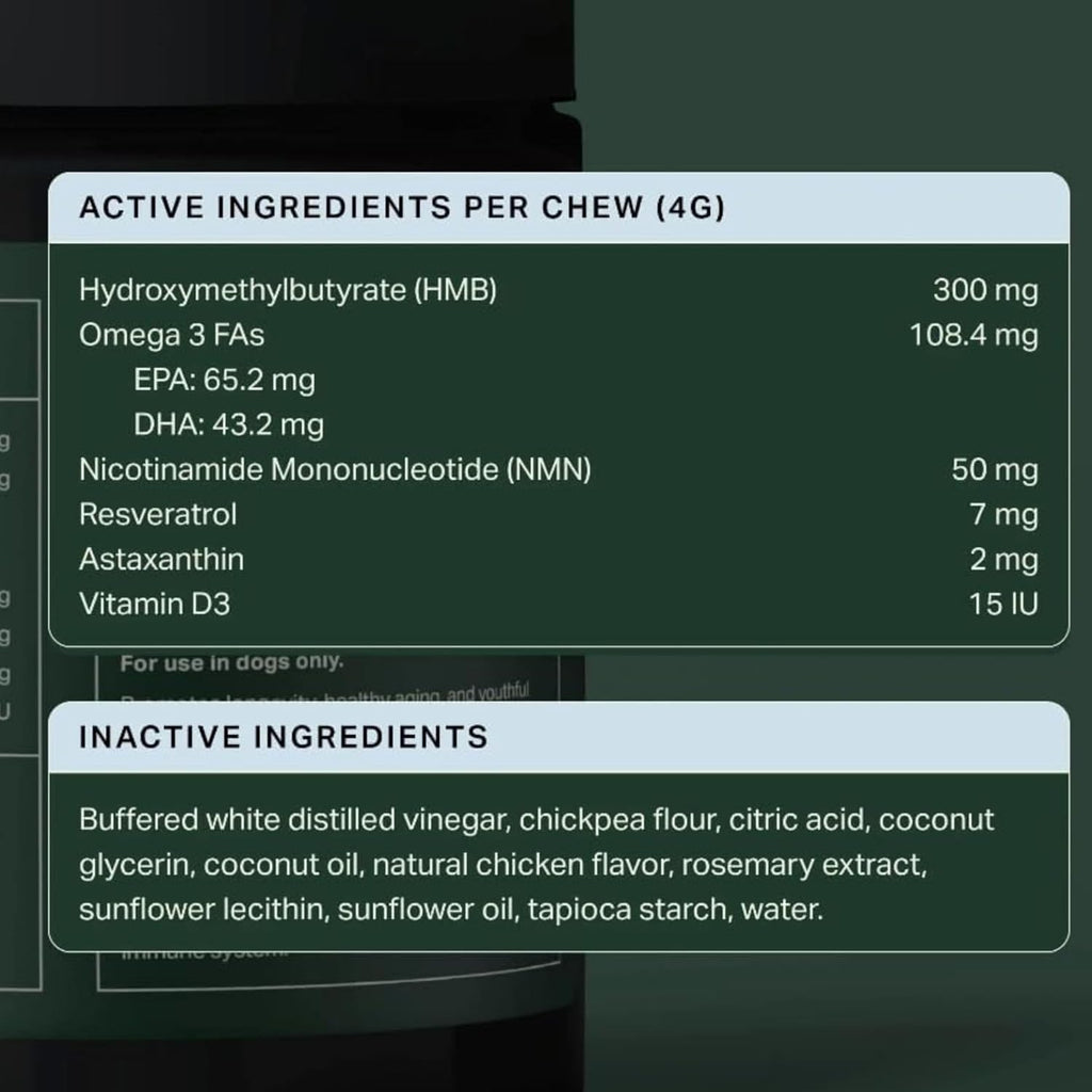 Longevity+ Suplemento para Perros Pequeños - Vitaminas y Suplementos para Articulaciones, Músculos, Inmunidad y Cognición - Formulado por Veterinarios - 30 Días