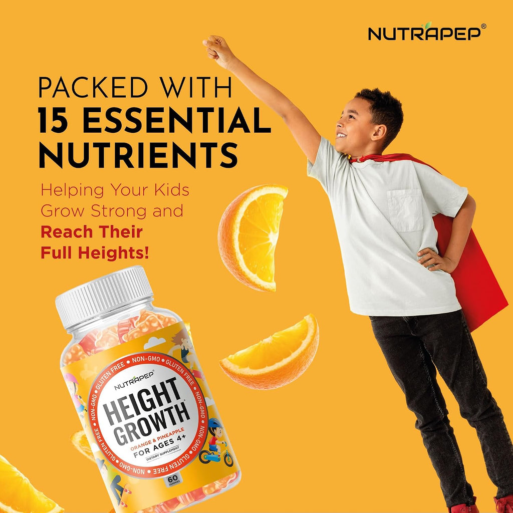 NutraPep Gomitas de Crecimiento y Altura para Adolescentes – Multivitamínico con Calcio, Vitamina D3, K2, Zinc, L-Arginina, L-Glutamina, L-Ornitina para Niños y Niñas