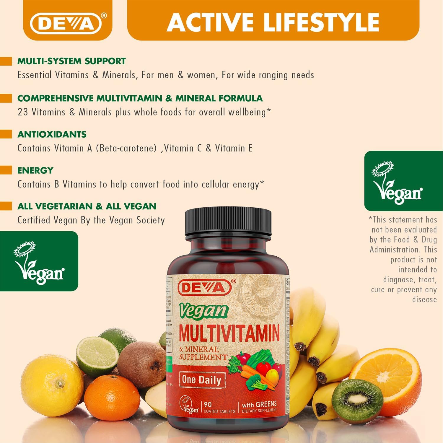 DEVA Multivitamínico y Mineral Vegano con Hierro y Superalimentos - 2 Pack (180 Comprimidos)